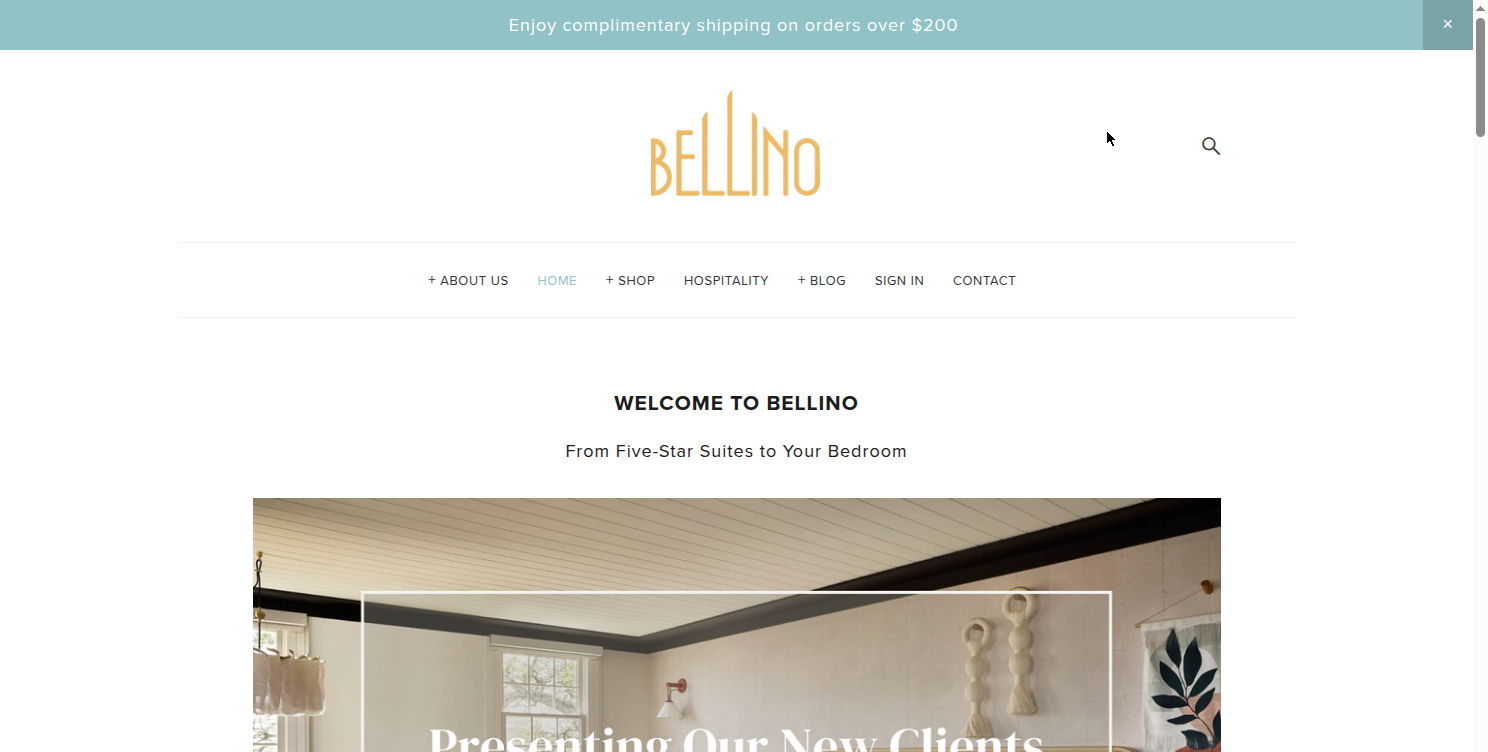 Bellino Fine Linens homepage